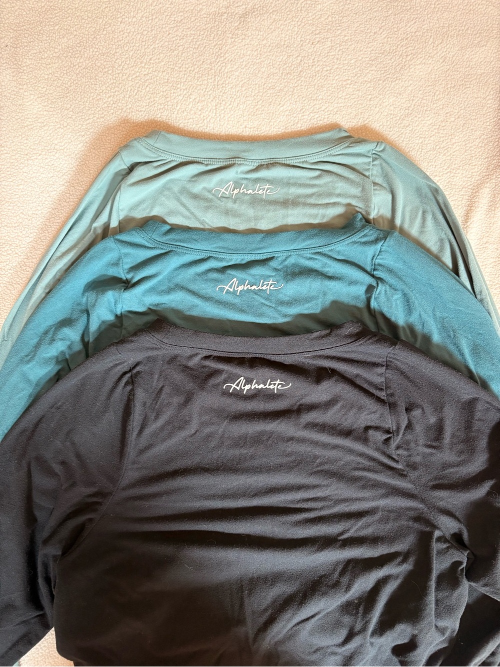 Alphalete Women's Long Sleeve Tops - Black, Teal, Light Teal (Set of 3)